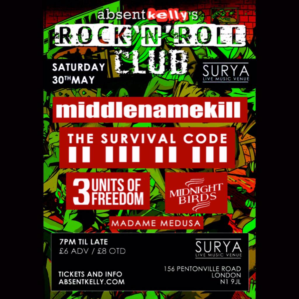 3UnitsofFreedom's tweet photo. #3UF announce they'll be performing at the next @ABSENTKELLY event at Surya on Sat 30th May!! Check it out... http://t.co/S6oU5hoxRn