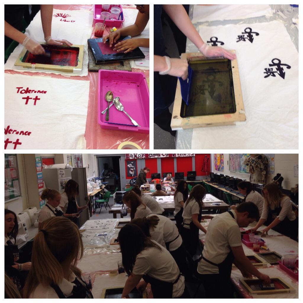 British values screen printing session #textilesday #dt #creativity