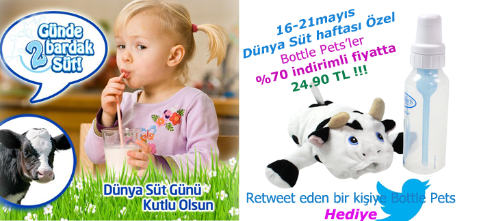 yuppidi's tweet photo. Sütü sevdiren Bottle Pets'ler %70 indirimli, RT eden bir takipçimize hediye ! #DünyaSütGünü http://t.co/955nvFCJ5i http://t.co/qeiesJfvPd