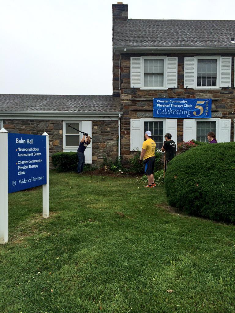 ChesterProBono's tweet photo. Just some minor landscaping in this lovely spring weather ☔️ #thePTnetwork #CCPTC http://t.co/draXl2H1HJ