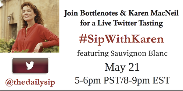 #SipWithKaren happens TODAY! Live Twitter tasting featuring #SauvBlanc. 5-6pm PST <a href="/thedailysip/">TheDailySip</a>