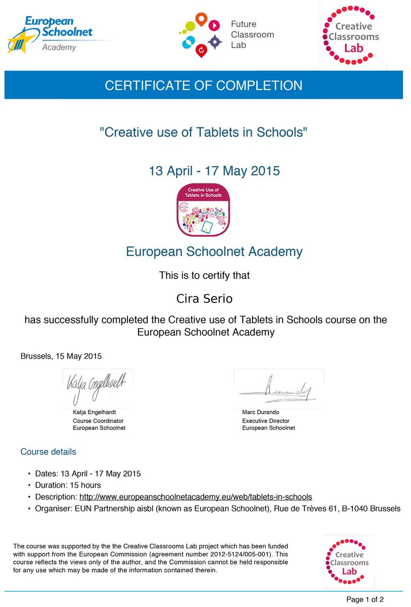 c_serio's tweet photo. #Tabletscourse My Certificate http://t.co/wShmqqrJjm