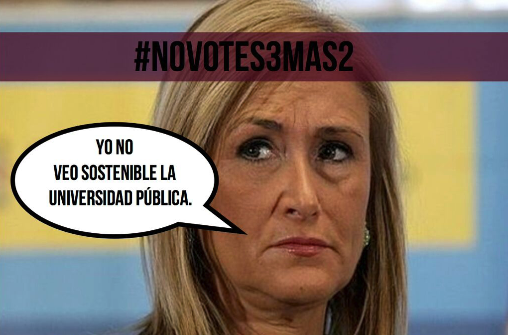 Referendum3mas2's tweet photo. Cifuentes: Los estudiantes no somos sostenibles para ti?Tu tampoco para nosotros:
#NoVotes3mas2 #HagamosHistoria24M http://t.co/upJUyYKIV6