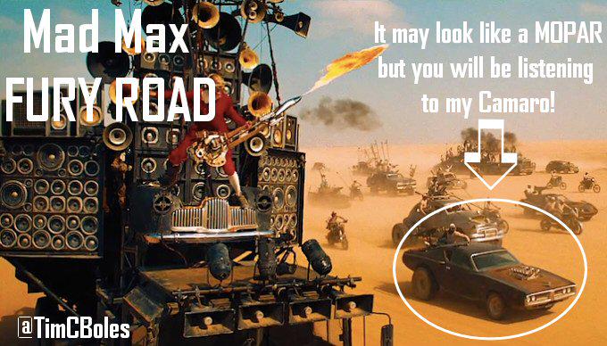TimCBoles's tweet photo. When you watch Mad Max Fury Road, expect your eardrums to be blasted by my 68 Chevrolet Camaro soundtrack not MOPAR! http://t.co/m3rOlFTReN