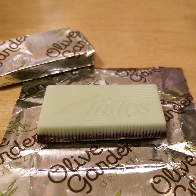 WTF is up with those chocolate mints at Olive Garden!? They're like ...