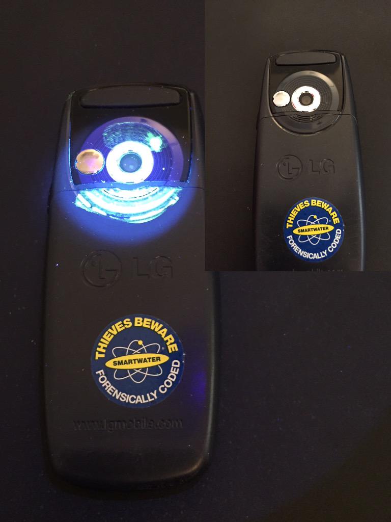 A #mobile #phone with #smartwater. We can detect stolen items, our officers carry detection torches 👮🔦🚓 #police #kps