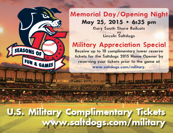 saltdogsball's tweet photo. In just 4 days, come celebrate Memorial Day and Opening Night with the Saltdogs at Haymarket Park. #godogs http://t.co/OtIexko8CZ