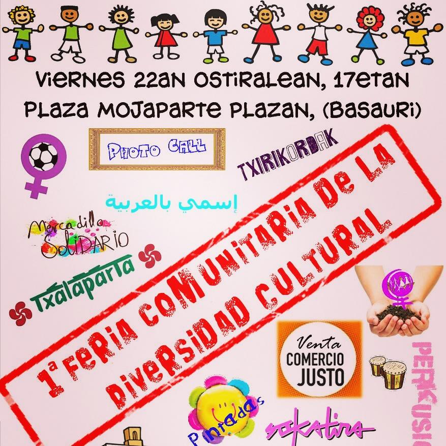 diversidadmujer's tweet photo. #Recordatorio: mañana celebramos la 1° Feria comunitaria de la diversidad cultural #DiversidadBasauri ¡NOS FALTAS TU! http://t.co/96OyztGB4K