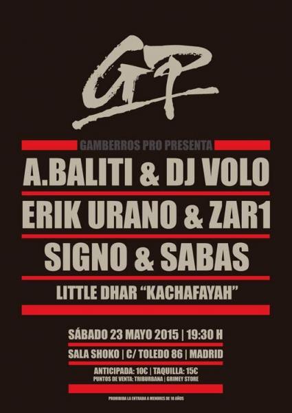 Rapsymbols's tweet photo. Este finde en Madrid #FIESTA @GamberrosPro PRESENTAN  @BalitiVolo @Erik_Urano @Zar1_DJ #SIGNO  &amp; @Sabasabamusic ETC.. http://t.co/2VkyA1m7KE