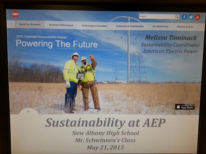 CSchwinnen's tweet photo. @MelissaTominack presented to @napls_hs @EFCTS Env. Sci Ss regarding AEPs sustainability initiatives #sustainability http://t.co/y0ARKyYCoe
