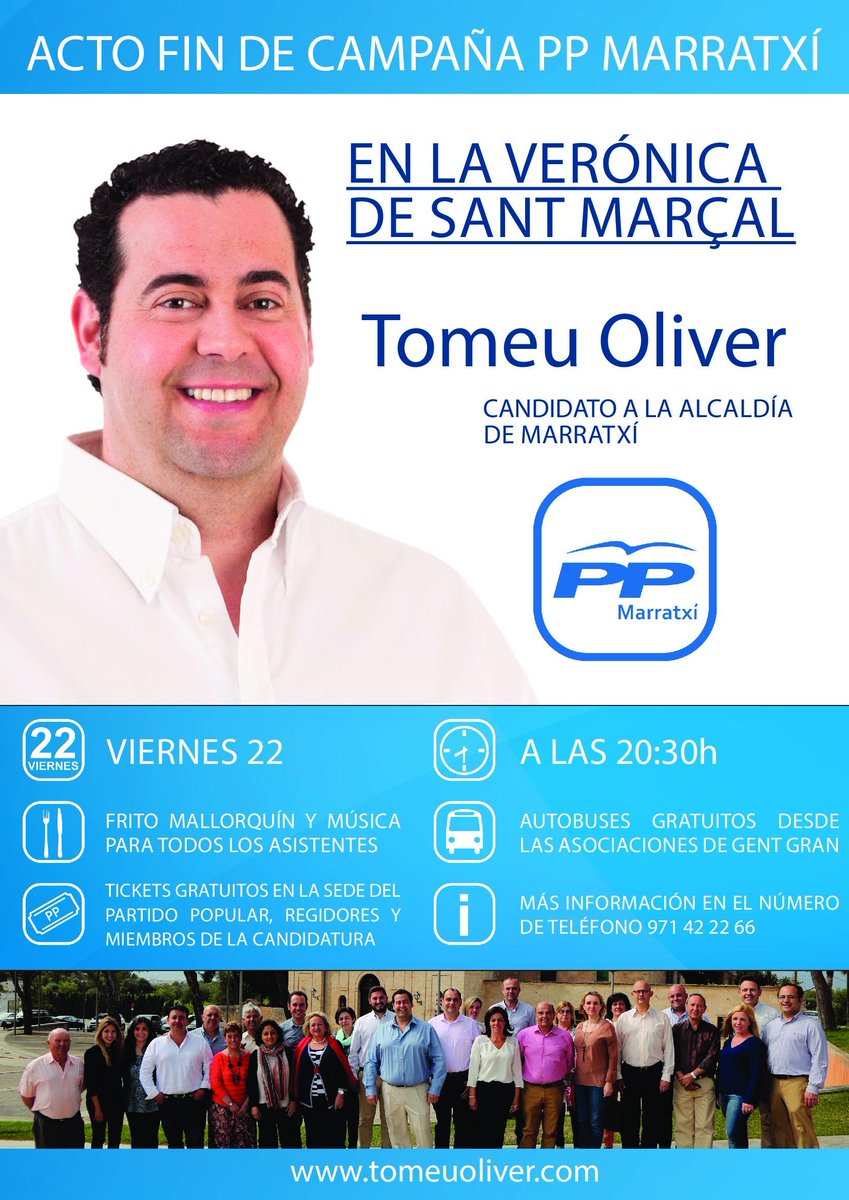 Tomeu Oliver Palou (@t_oliverpalou) on Twitter photo RECORDA avui celebram acte final de campanya i ens agradaria comptar amb tu¡. #Anamperfeina <a href="/PPMarratxi/">Populars de Marratxí</a> RECORDA avui celebram acte final de campanya i ens agradaria comptar amb tu¡. #Anamperfeina <a href="/PPMarratxi/">Populars de Marratxí</a>