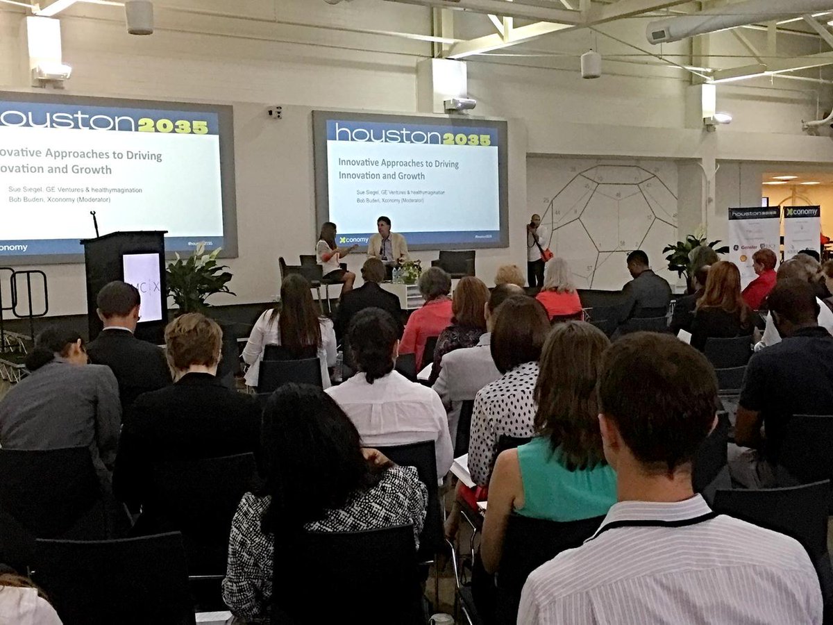 Kansas_beth's tweet photo. "We (GE) convene thought leaders, policy makers and others to accelerate solutions." - Sue Siegel #houston2035 http://t.co/kfuHwVZ1Gz