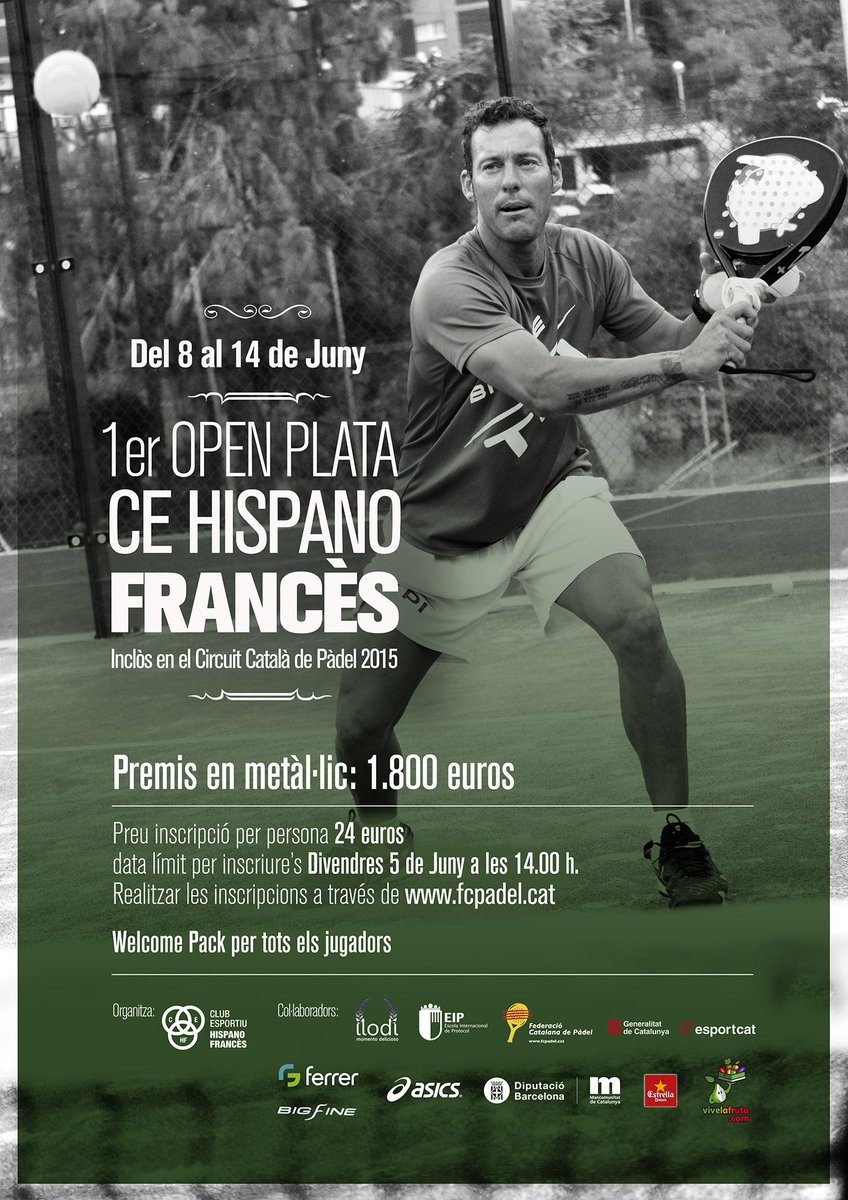 I Open #CEHispanoFrances de #padel dotat en 1800 €.Dins el circuit català de la <a href="/FCatalanaPadel/">FCP - Federació Catalana de Pàdel</a> en categoria #plata