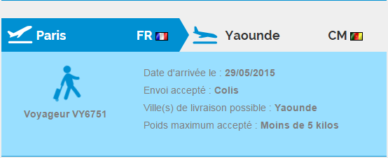 kivaopays's tweet photo. Profitez de Ce Voyageur de Paris FRANCE>>>Yaoundé CAMEROUN envoyez vos petits colis urgents http://t.co/wQ3Bc5ongf http://t.co/IC4a9VdSwX