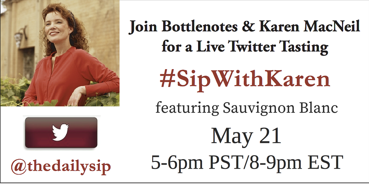#SipWithKaren #SauvBlanc starts in 2 hours! Join us 5 PST/8 EST for a LIVE tasting on Twitter! goo.gl/rlHJtt