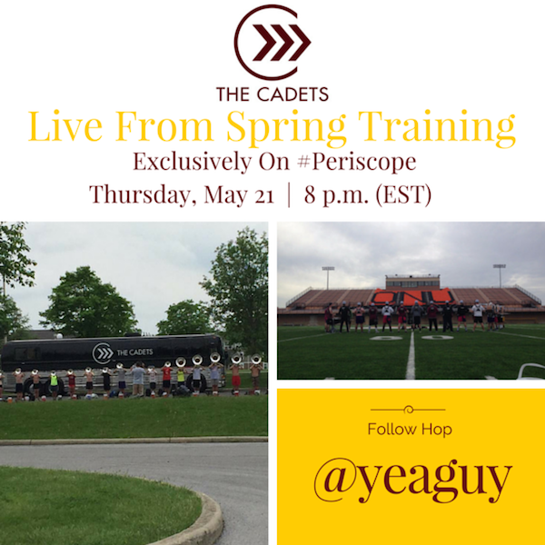 TheCadets's tweet photo. Follow @yeaguy on #Periscope and watch #Cadets2015 LIVE from Spring Training at 8 p.m. (EST) #PowerOf10 http://t.co/bUV0MqX6JV