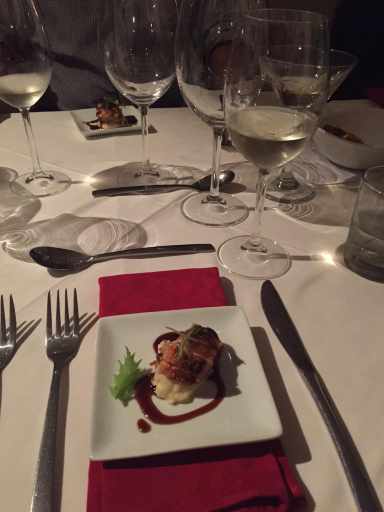 yolandidewetpr's tweet photo. Nr 1 of our 5 course meal @NoopRestaurant @EnartisSA #MuskadelSAAwards Crisp pork belly #foodie #wine #muscadel http://t.co/V3gaxNwHvV