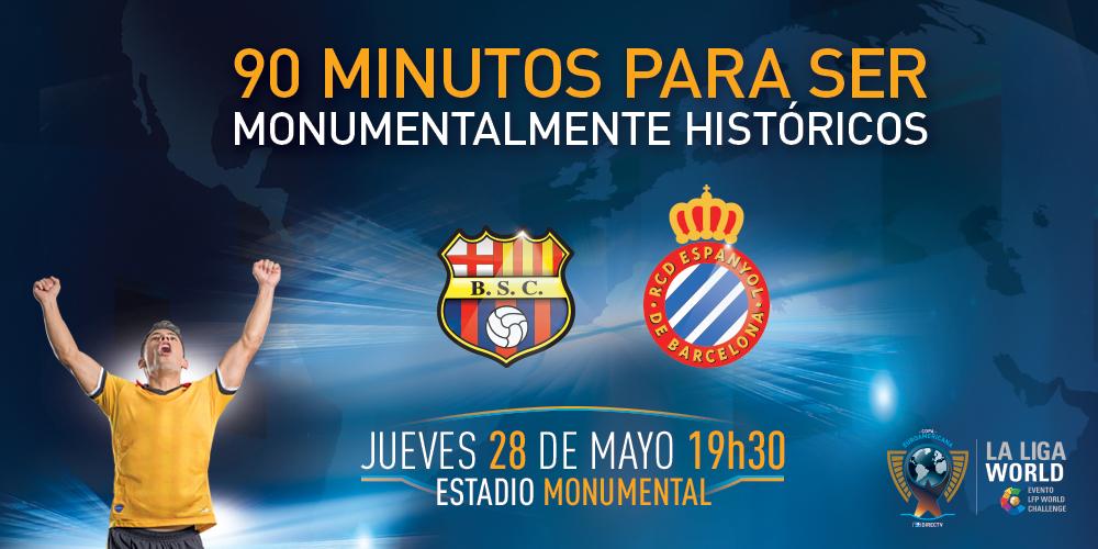 DSportsEC's tweet photo. ¡Conteo regresivo para la #CopaEuroAmericana! ¡El próximo 28 de mayo @BarcelonaSCweb vs @RCDEspanyol! ¡IMPERDIBLE! http://t.co/nN8FKdUJRx