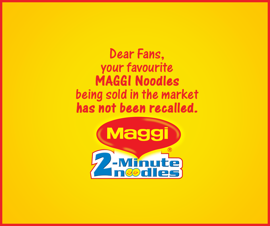 MaggiIndia's tweet photo. No recall of your favourite MAGGI Noodles being sold in the market. Read more http://t.co/hG7C6VLXzb http://t.co/7E3ExAN0kv