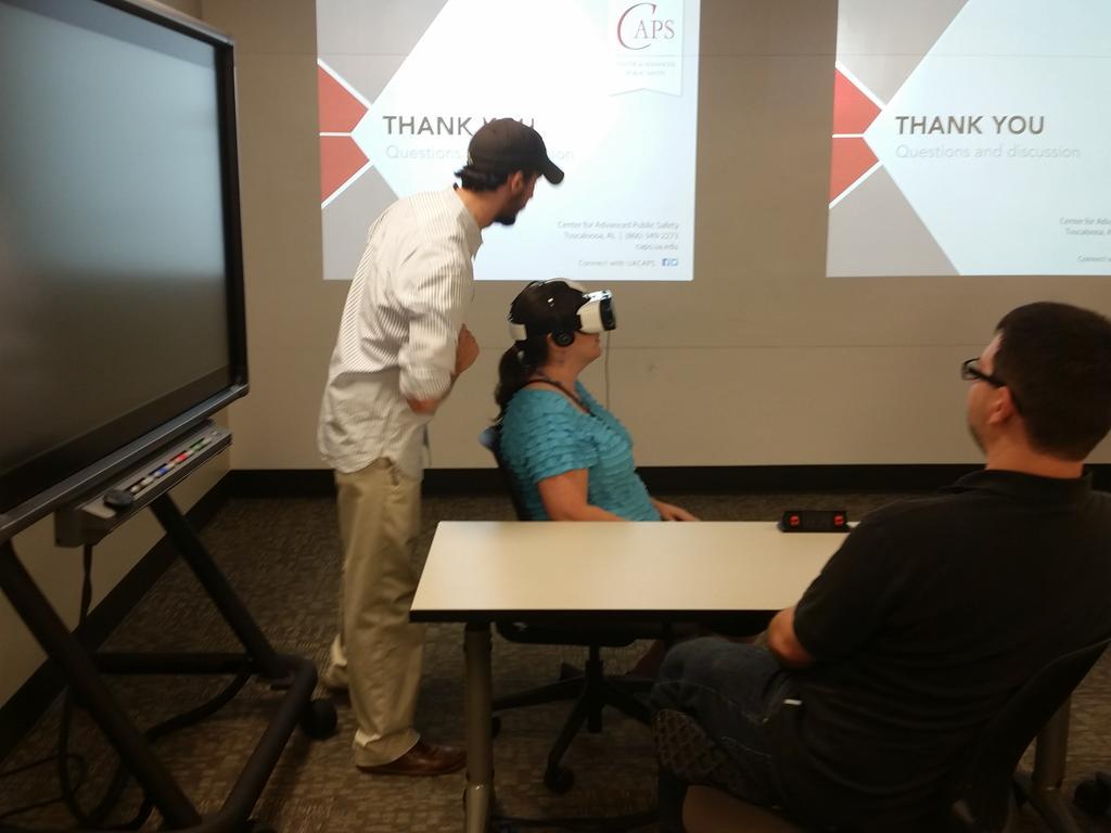 bamawebtide's tweet photo. CAPS giving a demo of the Virtual Reality machine that they are testing http://t.co/Cypz7L59M1