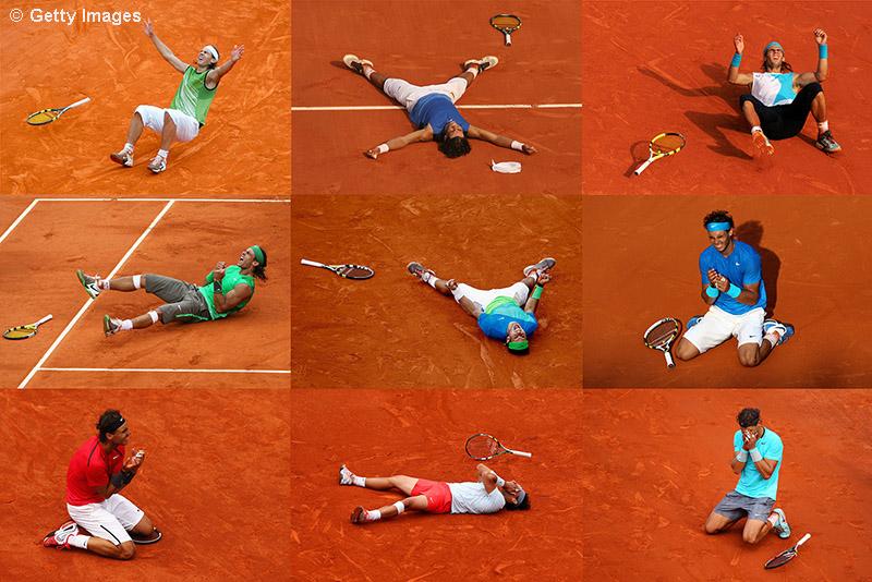 atptour's tweet photo. #ThrowbackThursday @RafaelNadal's 9 @rolandgarros wins. Read Rafa stats as he bids for a 10th: http://t.co/el3bO2ILyK http://t.co/Na8Y4DLU1X