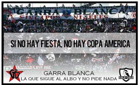 GarraBlanca_ofi's tweet photo. #SinFiestaNoHayCopaAmerica 

La lucha continúa, no descanzamos!!!

@ANFPChile @anfp @ANFP_Chile http://t.co/kfFBBlqOKB