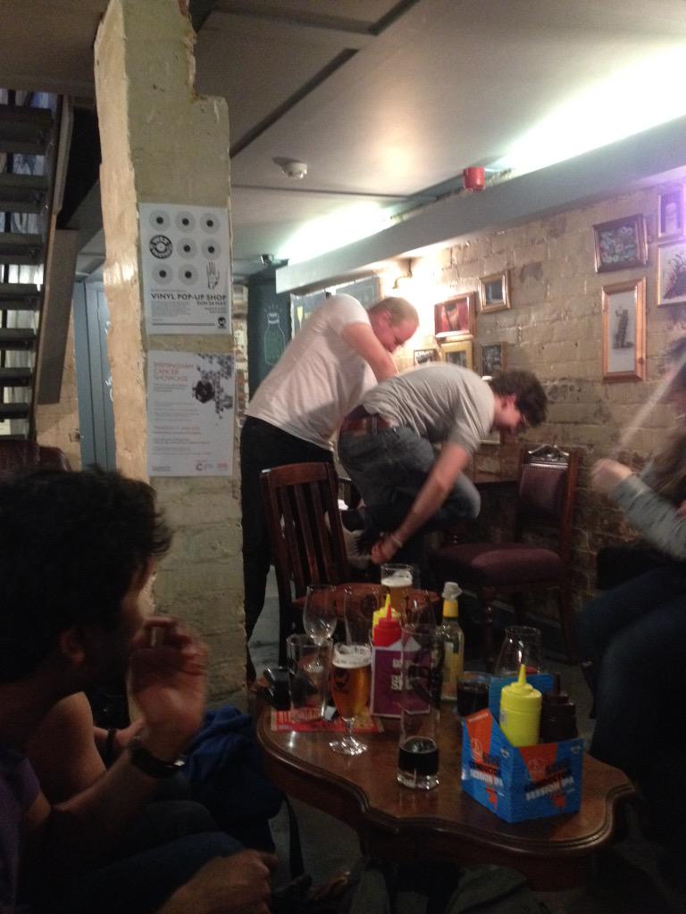 Jonwoodscience's tweet photo. Honest, #brumscicomm doesn't endorse initiation rituals. We do this for education. #mathsbusking http://t.co/kNvYiWLhSa