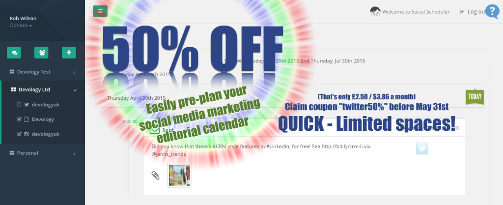 getsocialsched's tweet image. Need to schedule your social media messages? Try #SocialScheduler free, then 50% off !! #socialmedia #marketing #smm