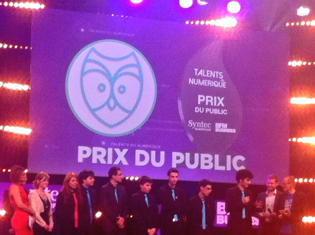 d_carlier's tweet photo. Prix du public Talents du Numérique : #codowl #TDN2015 @syntecnumerique @Guy_mm @bfmbusiness @codowl http://t.co/KxM1j1jtm2