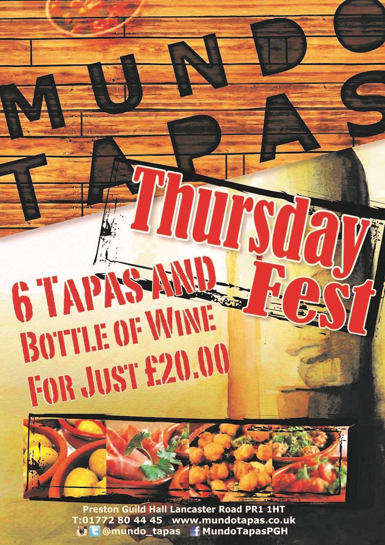 Mundo_Tapas's tweet photo. Thursday's our one of our favourites #ThursdayFest and #LancashireHour! http://t.co/khtngrLoVq