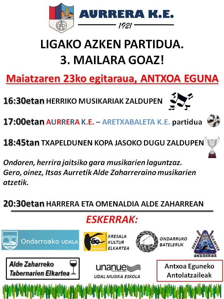 aurreraKE's tweet photo. Antxoa Eguneko arratsalderako antolatu dugun egitaraua. Etorri eta gozatu gurekin jaiaz!
@LeakoHitza 
#AupaAurrera http://t.co/XfJ8lDWxPL