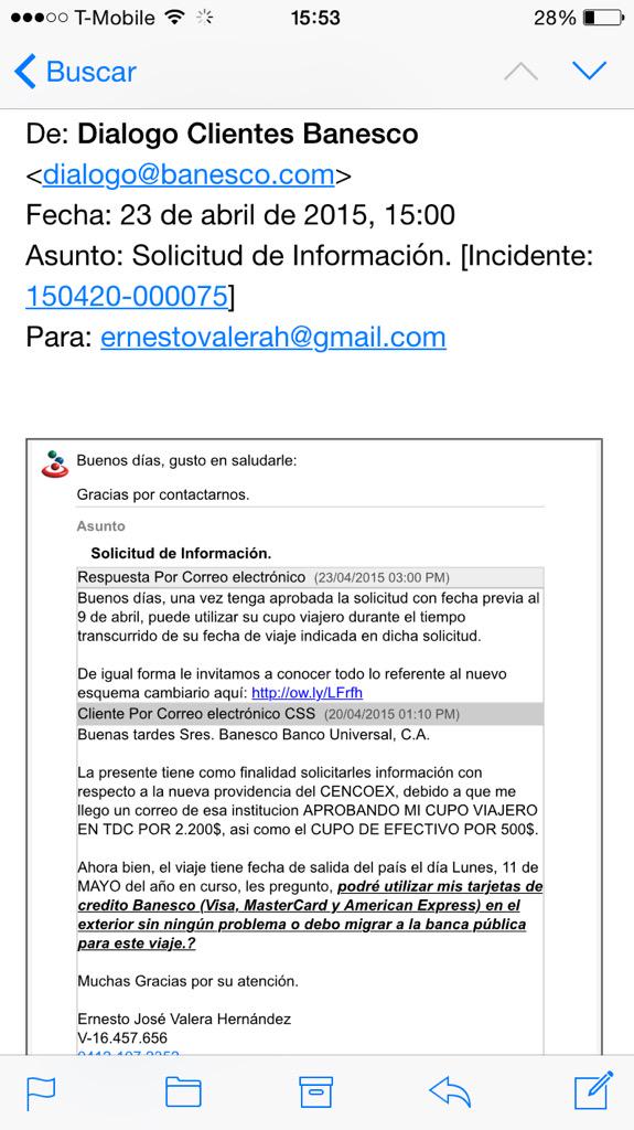 raijo01's tweet photo. @kcrojaskcrojas  @TarekWiliamSaab @ANAUCO @Cencoexpert   respuesta de @Banesco  #AfectadosPorCencoex http://t.co/A7RwCXy45f