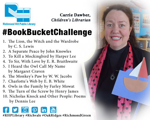 RichmondHillPL's tweet photo. Our Carrie Dawber shares her #BookBucketChallenge list. How many have you read? http://t.co/JNuWGb0FW3 #HarperLee http://t.co/wdTxsTecju