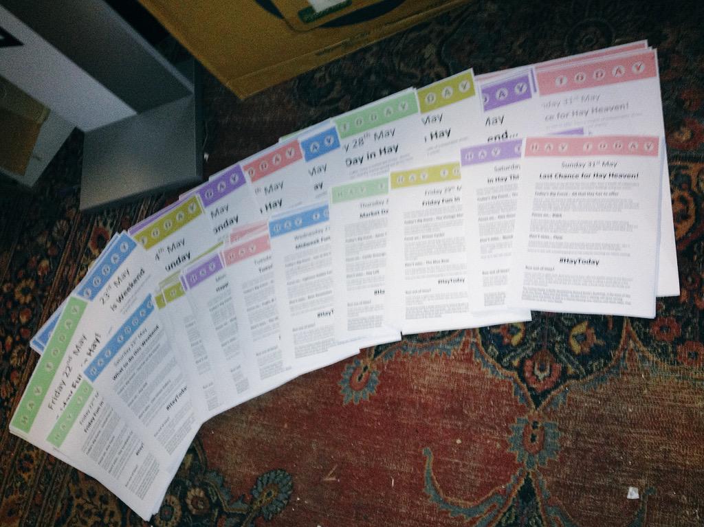 610 #haytoday posters. What's on in Hay. Look put for daily posters on the buses. #hayfest #hayfestival