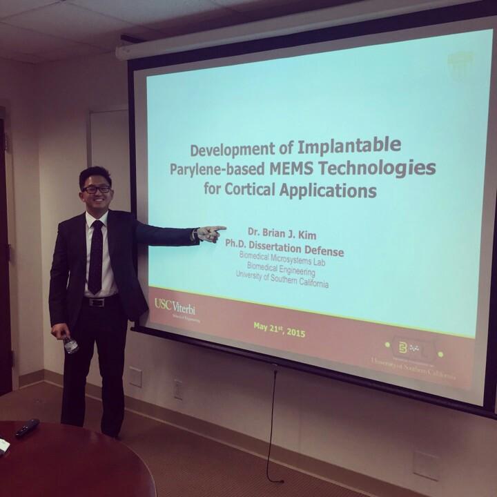 MengLabUSC's tweet photo. Congratulations on a successful defense, Dr. Brian Kim! #mengsters #USC #USCBME http://t.co/guEcz7LL7M