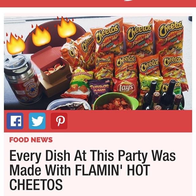 foodbeast's tweet photo. #FOODNEWS: someone through a party and the entire menu was FLAMIN' HOT CHEETOS! Hit #foodb… http://t.co/i0iACCeYmU http://t.co/Gp91gjah5j