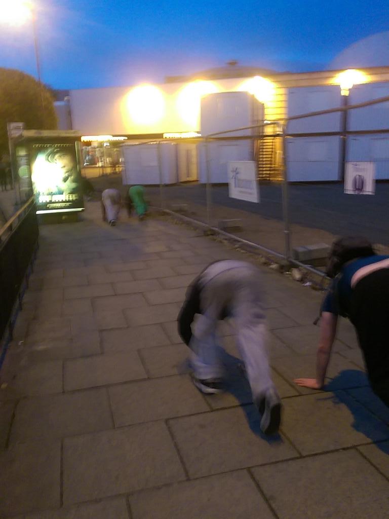 AccessParkour's tweet photo. In memory of Bristo Square being knocked down and our next challenge, we are crawling around it #ChallengeClass http://t.co/QPgaUqvaaq