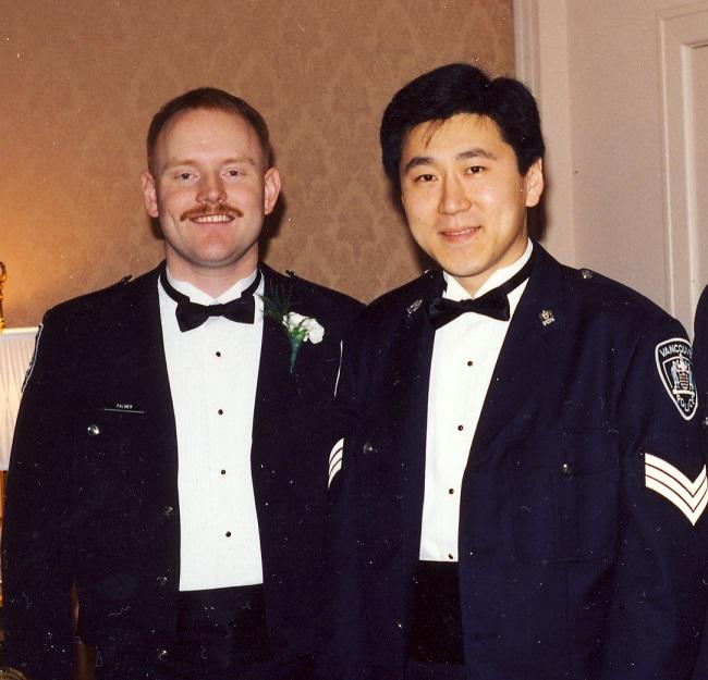 AdamPalmerRCMP's tweet photo. Adam Palmer and @ChiefJimChu in 1994...what's with that moustache? #ThrowbackThursday http://t.co/hzldHYzsgb