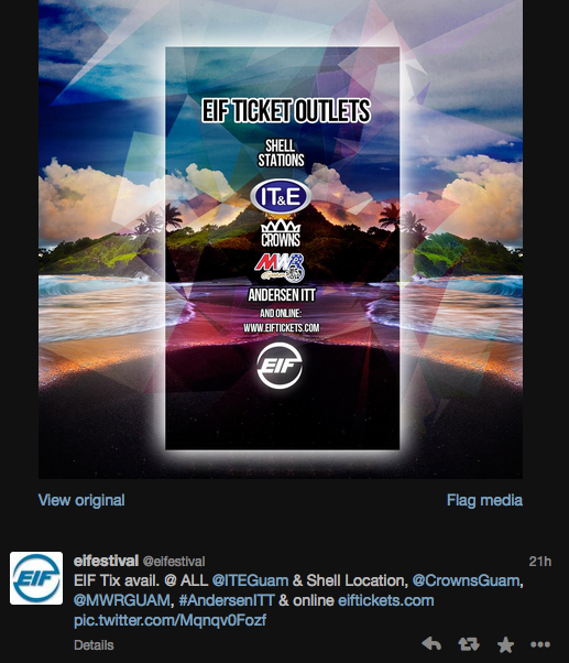 eifestival's tweet image. Reminder EIF tix@ ALL @ITEGuam @ipe_guam shell locations @CrownsGuam @MWRGUAM #AndersenITT +  eiftickets.com
