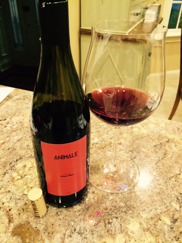 dougkenner's tweet photo. @Animale 2012 Pinot noir is quite nice - but we do miss the cats on the label! http://t.co/NorjkTOOLO