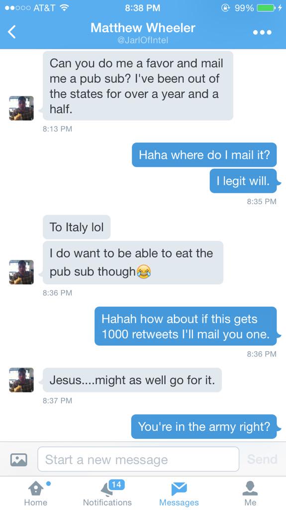 Things4FLppl's tweet photo. I think we should mail him a pub sub.. Am I right? 🇺🇸 http://t.co/P7mNblyn2I