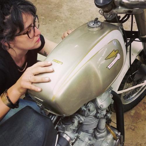 Absolut_Moto's tweet photo. @prettygomez trimming up some decals #ducatisingle #beveldrive... #caferacer #custom #motorcycle #lifestyle #brat #… http://t.co/Yv0GYCumjT