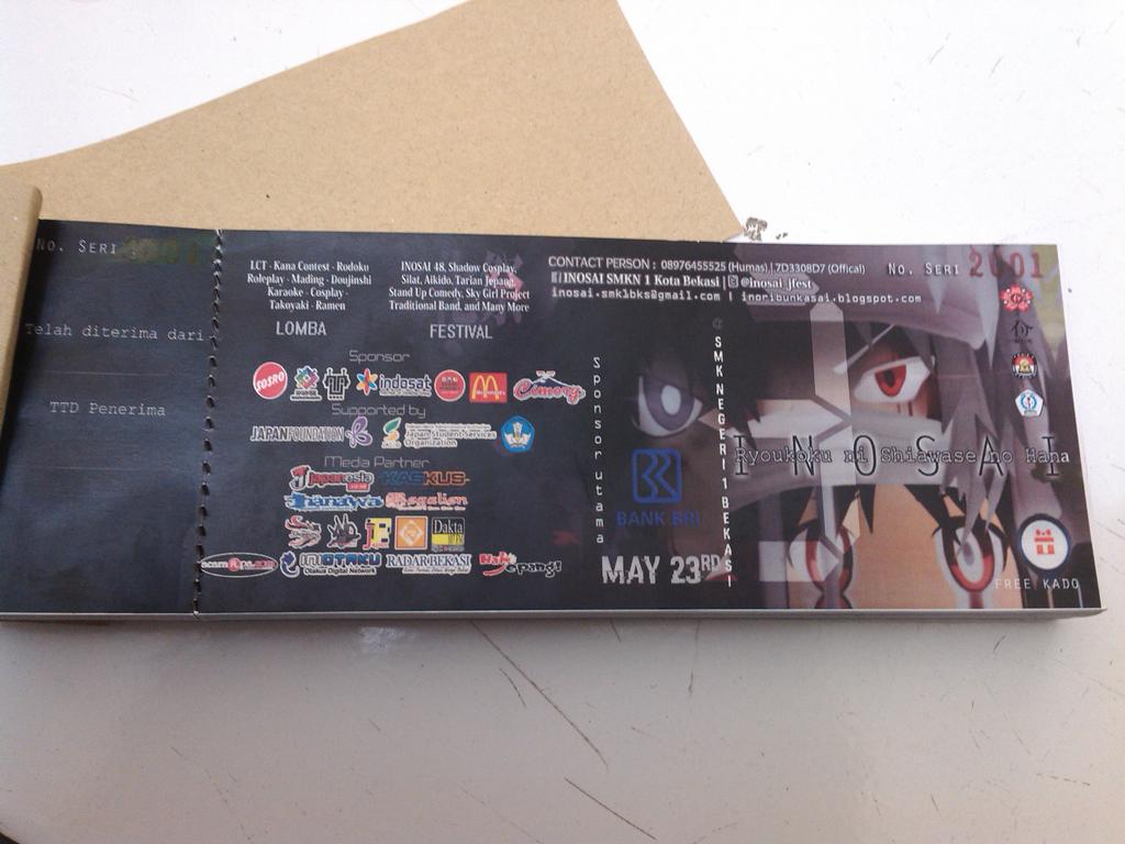 Ohayou gozaimasu minnasan^^ TIKET OTS INOSAI 3 SIAP MENYAMBUT KALIAN SEMUA BESOK!! Are u ready for tomorrow????!!!