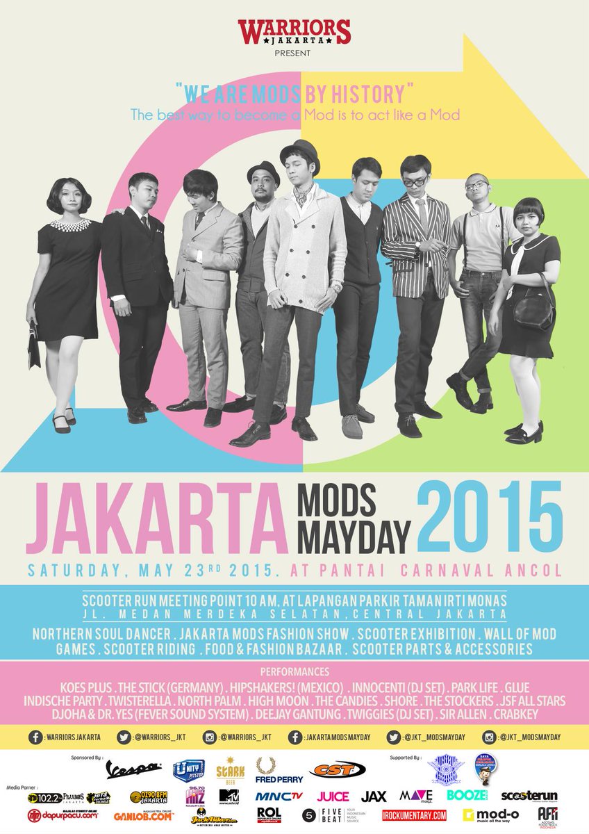 Prambors's tweet photo. Biar hari Sabtu lo makin seru, ayo ikutan Jakarta Mods Mayday 2015, bareng @warriors_jkt  dan @jkt_modsmayday. http://t.co/taNt9l9piZ