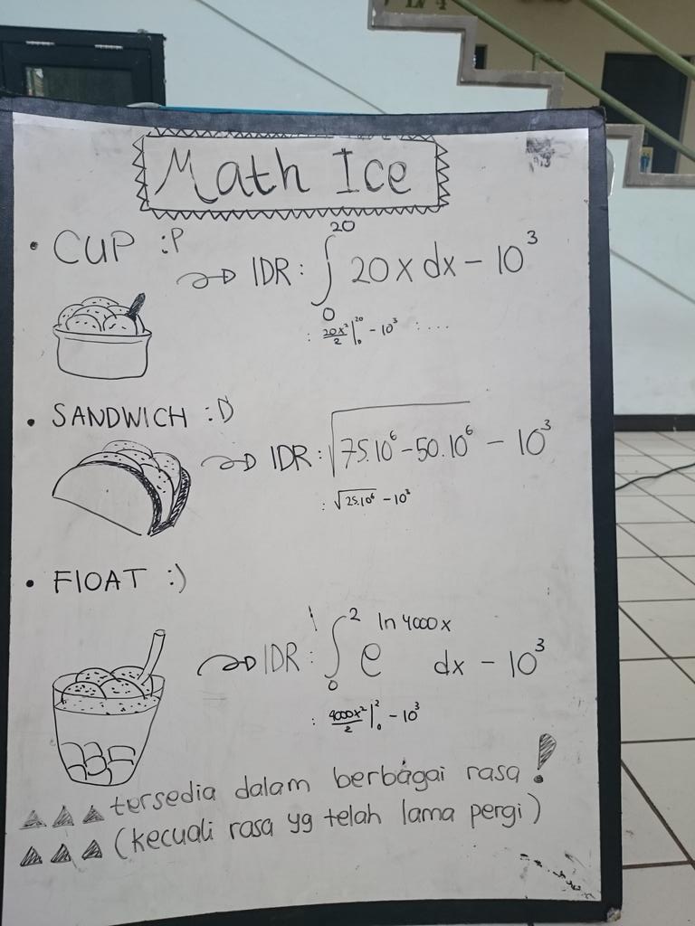 DedyIrawanP's tweet photo. Semangaaat yoyoyooo RT @gumatikaipb Ini dia harga dari math ice, hayooo bisa enggaaa? http://t.co/Cqv8afdVa1