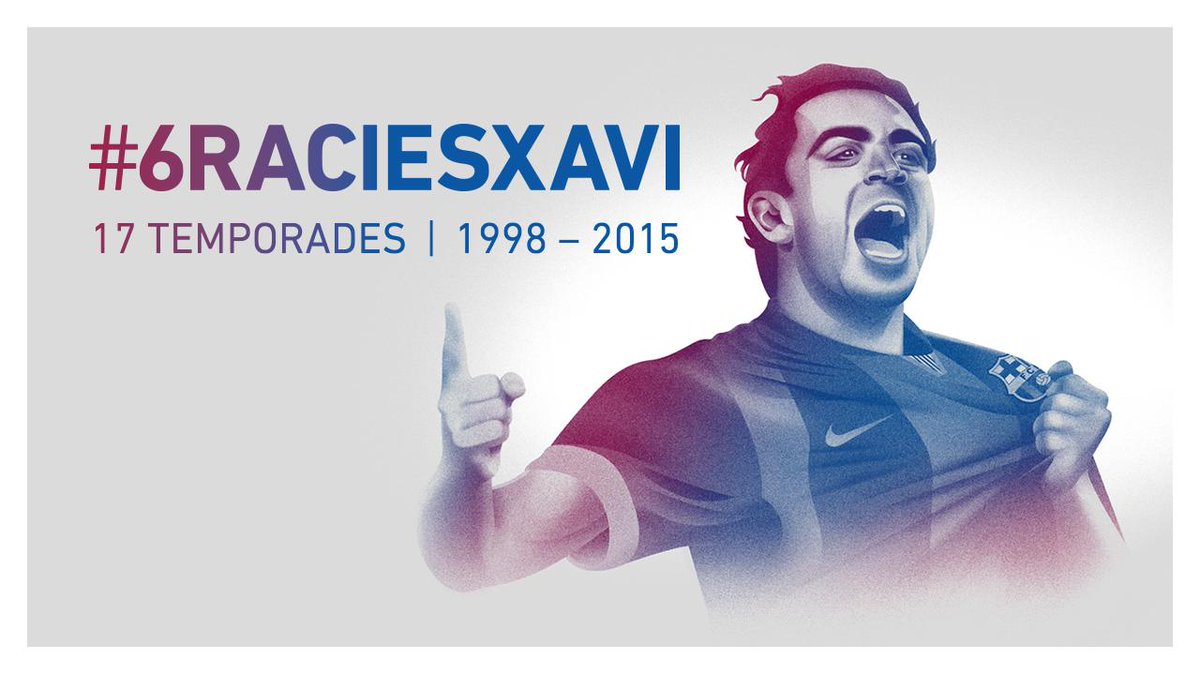 FCBarcelona_es's tweet photo. Todos los detalles de la etapa culé de Xavi, que hoy ha anunciado su adiós  http://t.co/UbeXNidpre #6raciesXavi http://t.co/6FRtxcfR8O