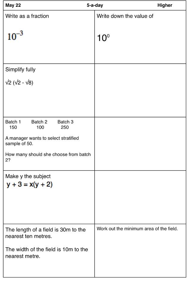 Corbettmaths's tweet image. Aiming for an A*, A or B in your #gcsemaths? Try today's Higher #5aday from corbettmaths.com