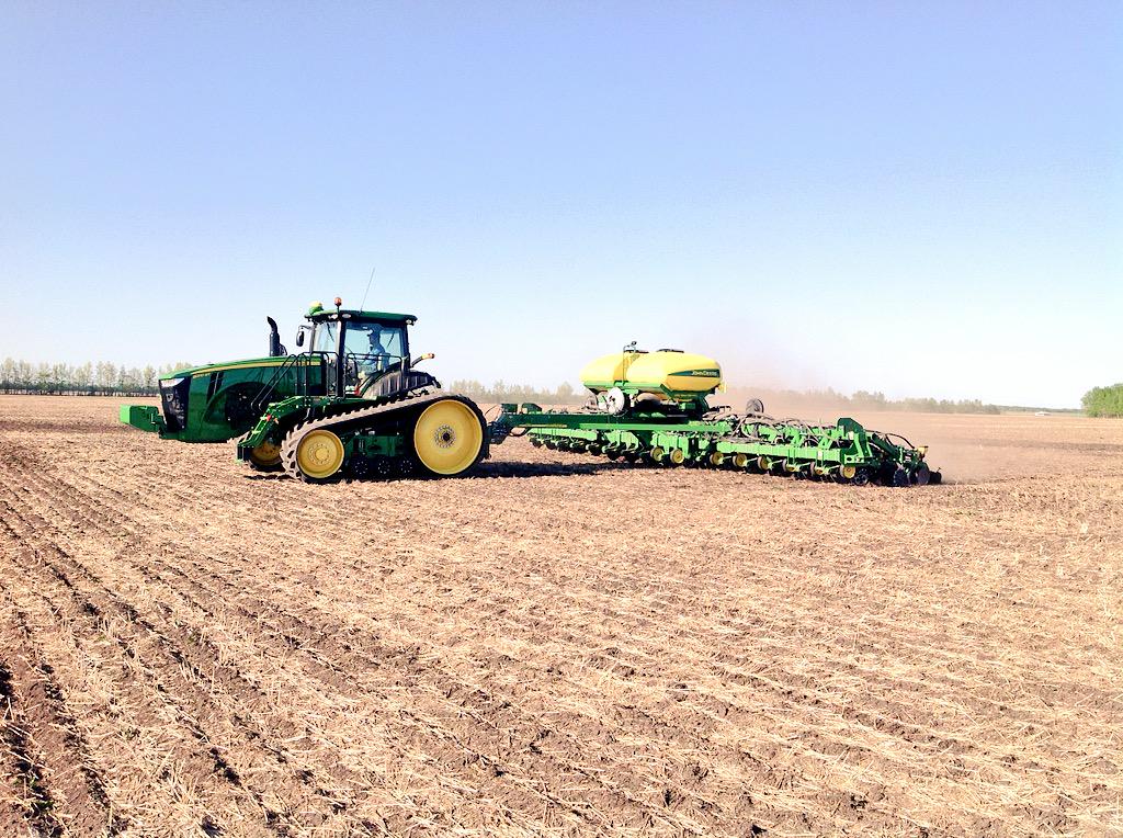 Trial with a #cornplanter reseeding some canola due to frost on the family farm. <a href="/CanolaGrowers/">Canola Growers</a> <a href="/westernproducer/">The Western Producer</a>