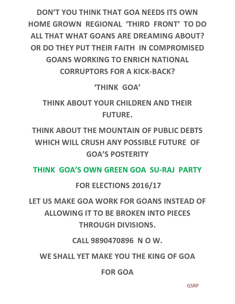 GOASURAJ's tweet photo. THINK GOA http://t.co/vBQ7MbKM48