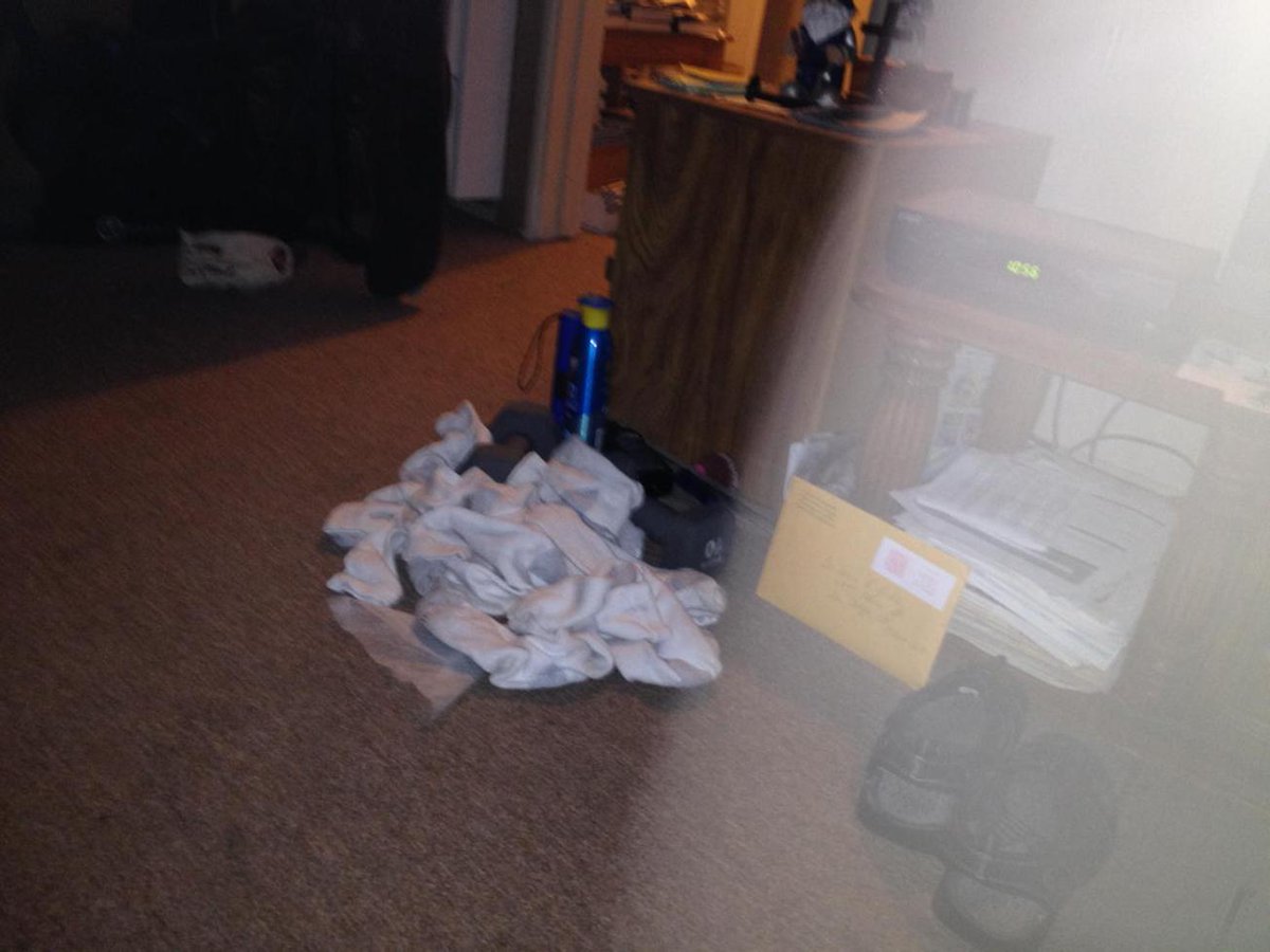 kevsfisher's tweet photo. Am I hallucinating or can anyone else envision cats sleeping in this pile of socks #weirdcatstuff http://t.co/O4PmWuFCXH